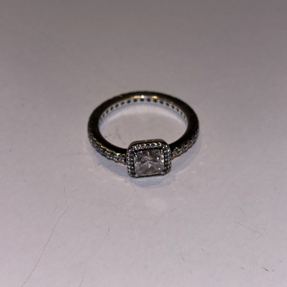 Pandora Square Sparkle Halo Ring
